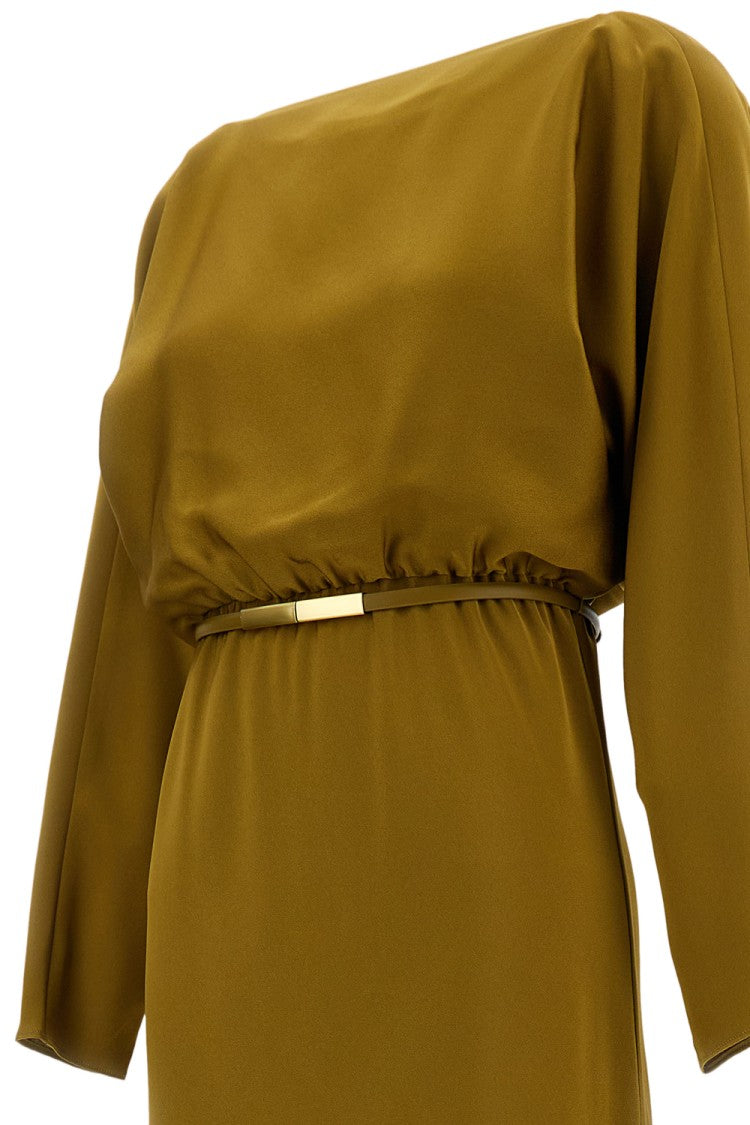 Max Mara Olive Green Long-Sleeved Maxi Dress