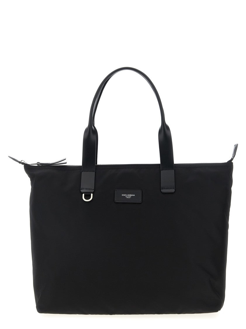 Dolce & Gabbana Media Logo Patch Shopping Bag