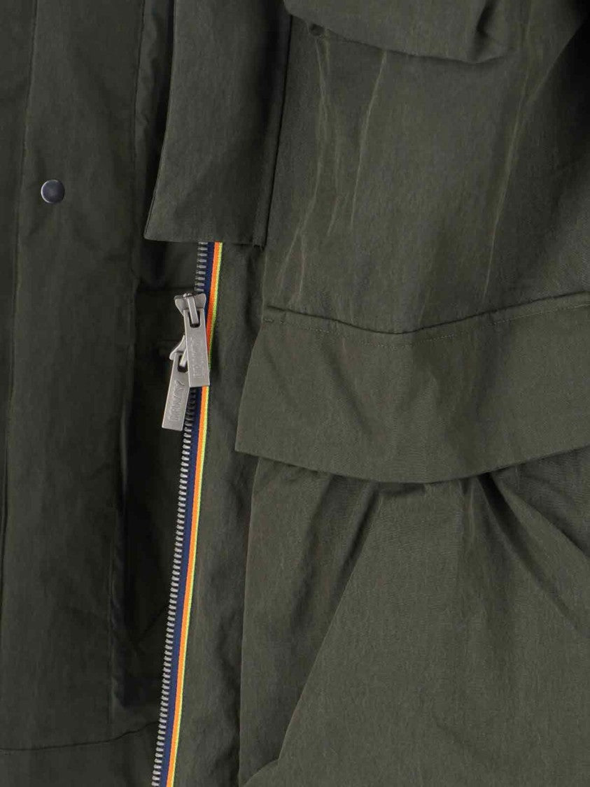 K-Way Green Jacket With Hood & Insulation