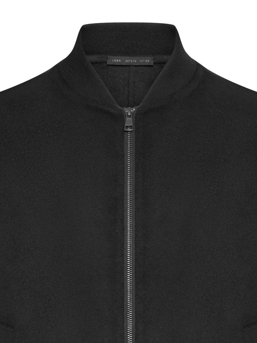 Low Brand Black Regular Fit Bomber Jacket In Stretch Double Wool