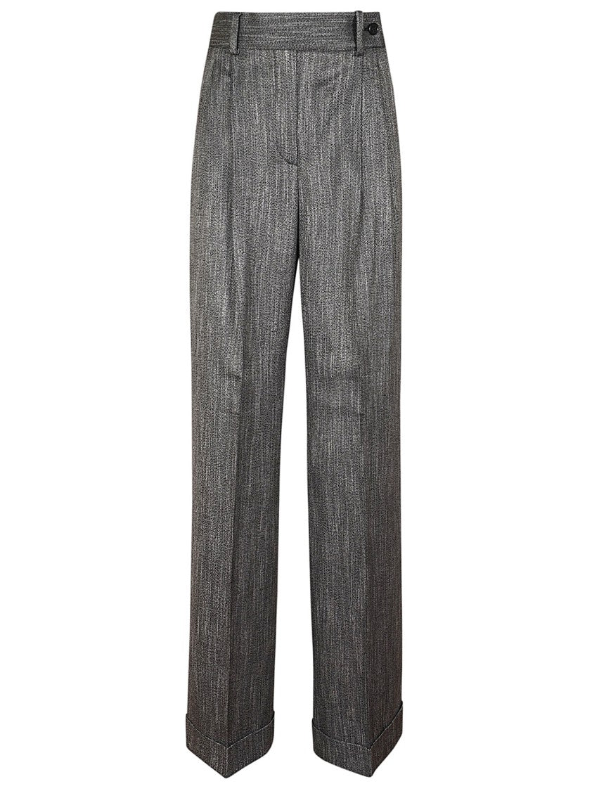 Alberta Ferretti Tailored Straight-Leg Trousers With Subtle Pinstripe Pattern