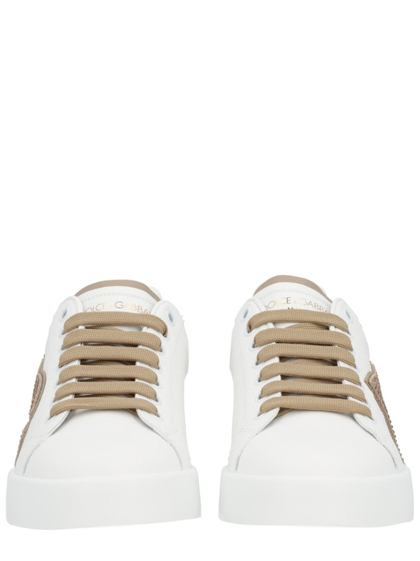 Dolce & Gabbana Low-Top White Leather Sneakers