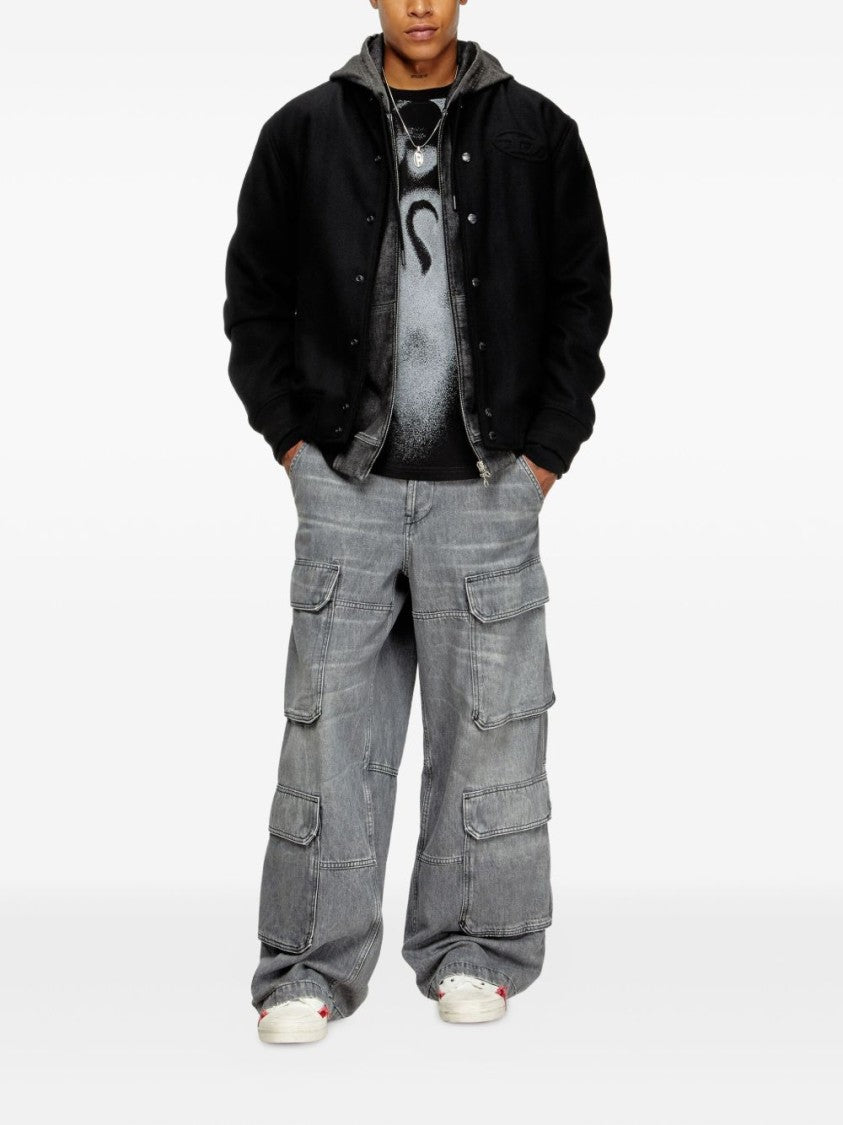 Diesel Elegant Black Wool Blend Jacket