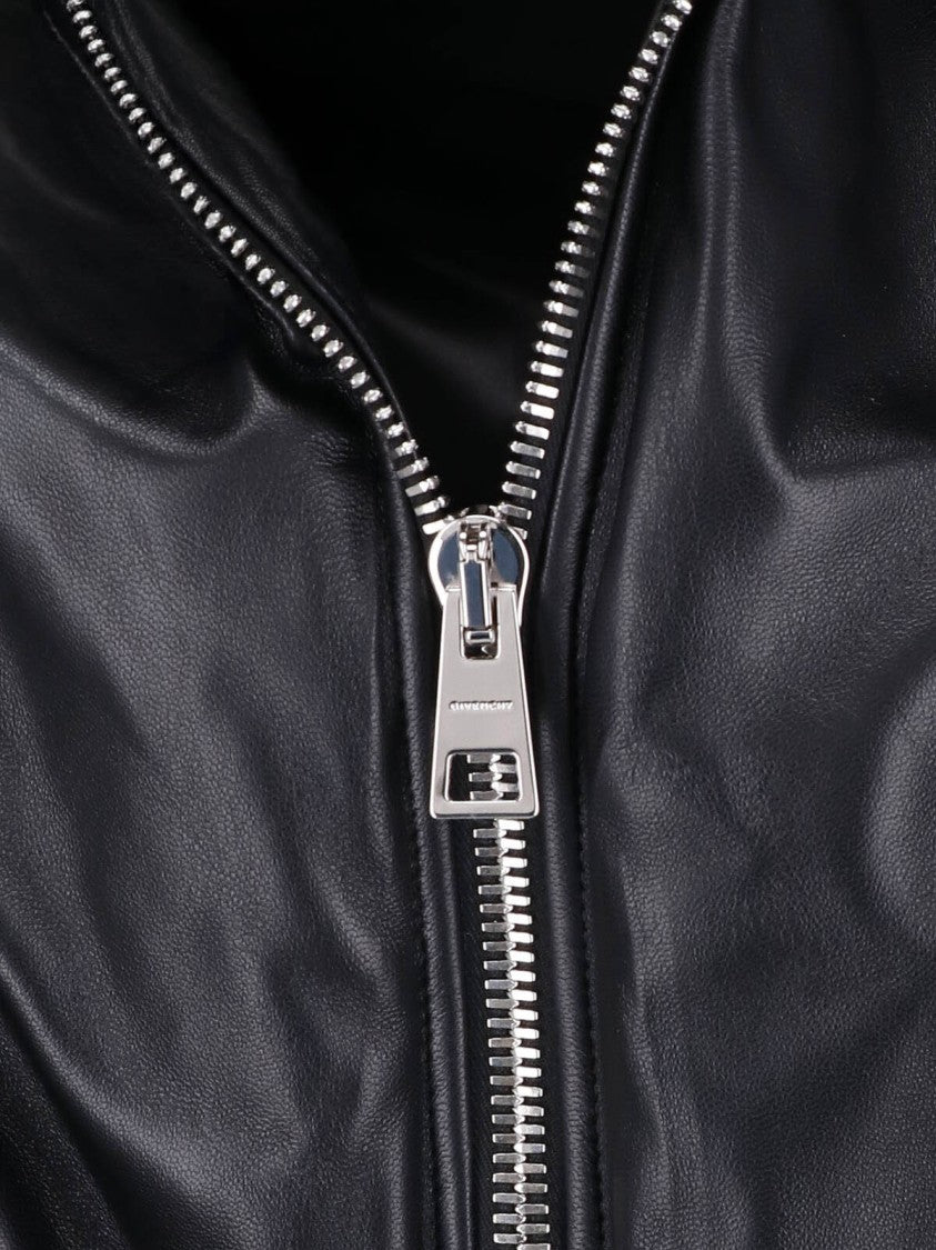Givenchy Black Lamb Nappa Leather Zip Bomber Jacket