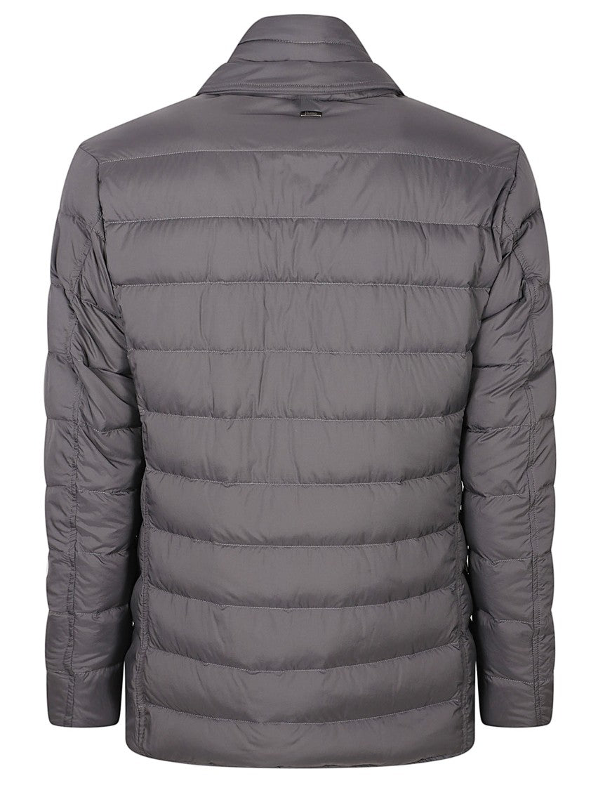 Herno Quilted Padded Jacket With Notched Lapel And Flap Pockets