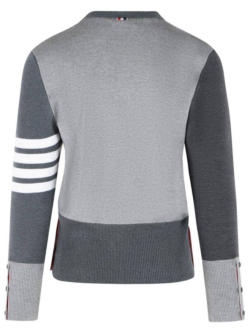 Thom Browne 'Fun Mix' Grey Merino Wool Cardigan
