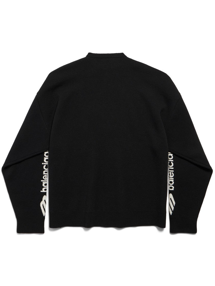 Balenciaga Black Ski Crewneck Vertical Logo Sweater