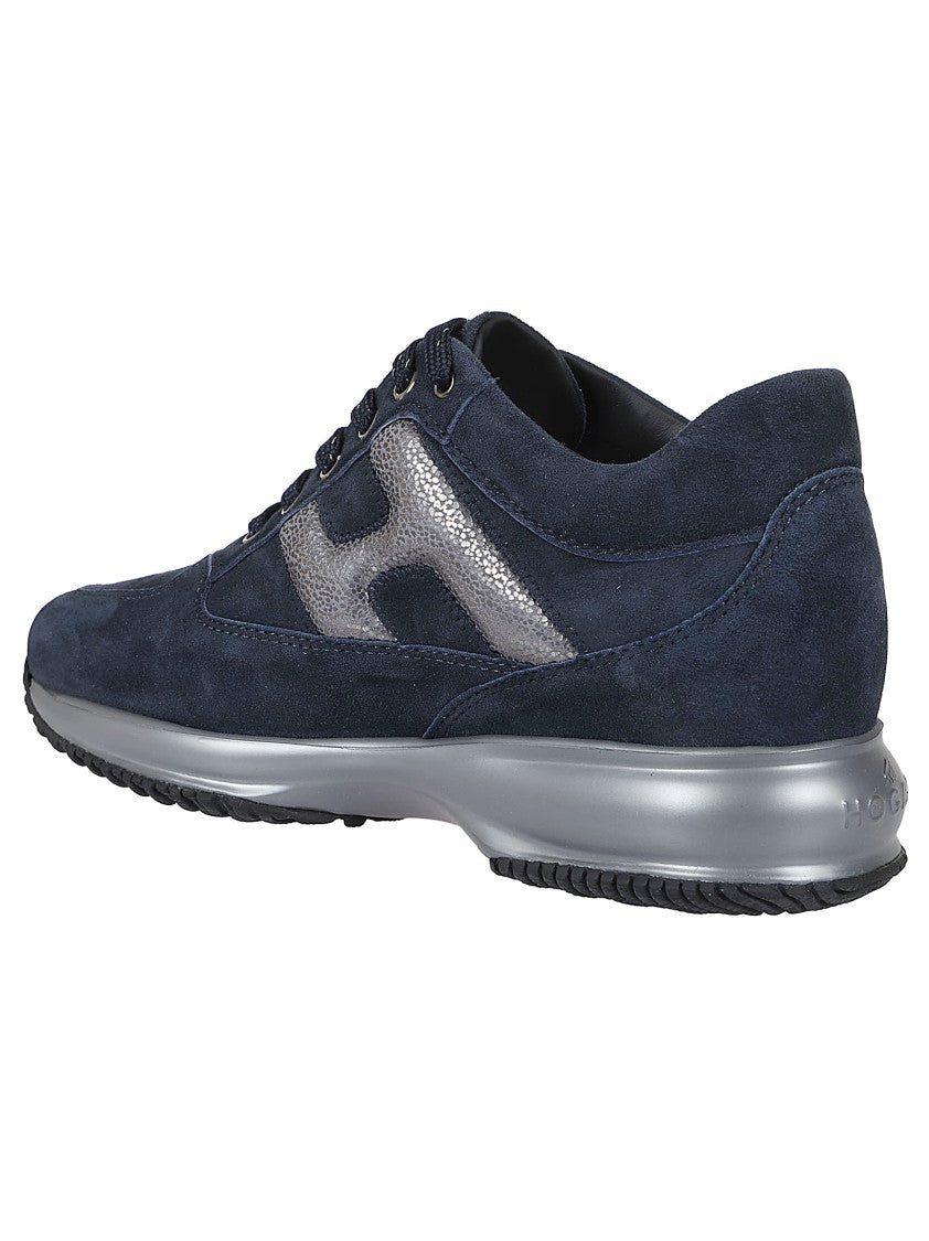 Hogan Interactive Suedw/Metallic Accented Blue Sneakers