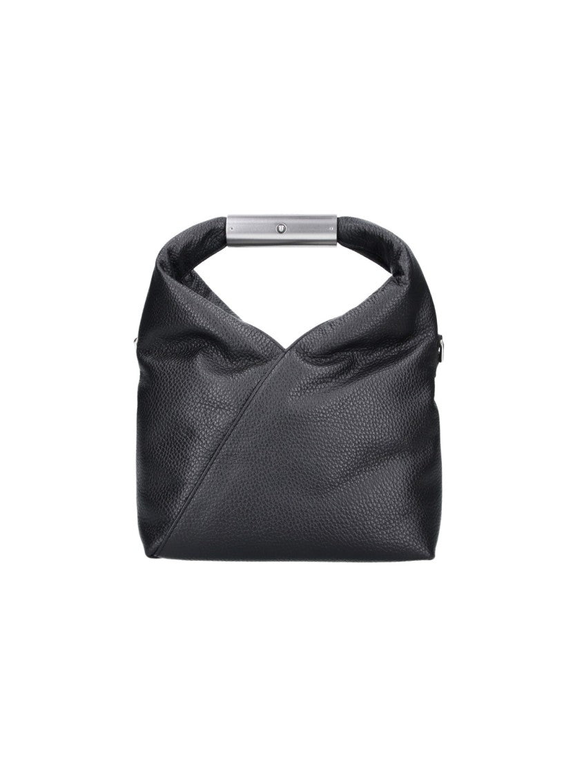 Mm6 By Maison Margiela Black Calf Leather Japanese Tote Bag