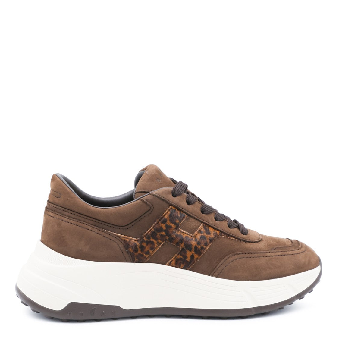 Hogan Chunky Brown Sneakers With Leopard Detail