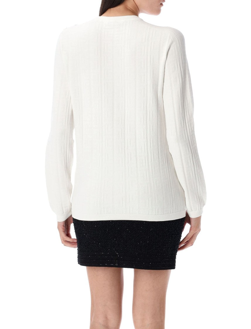 Balmain Ls 3 Btn Monogram Knit Top