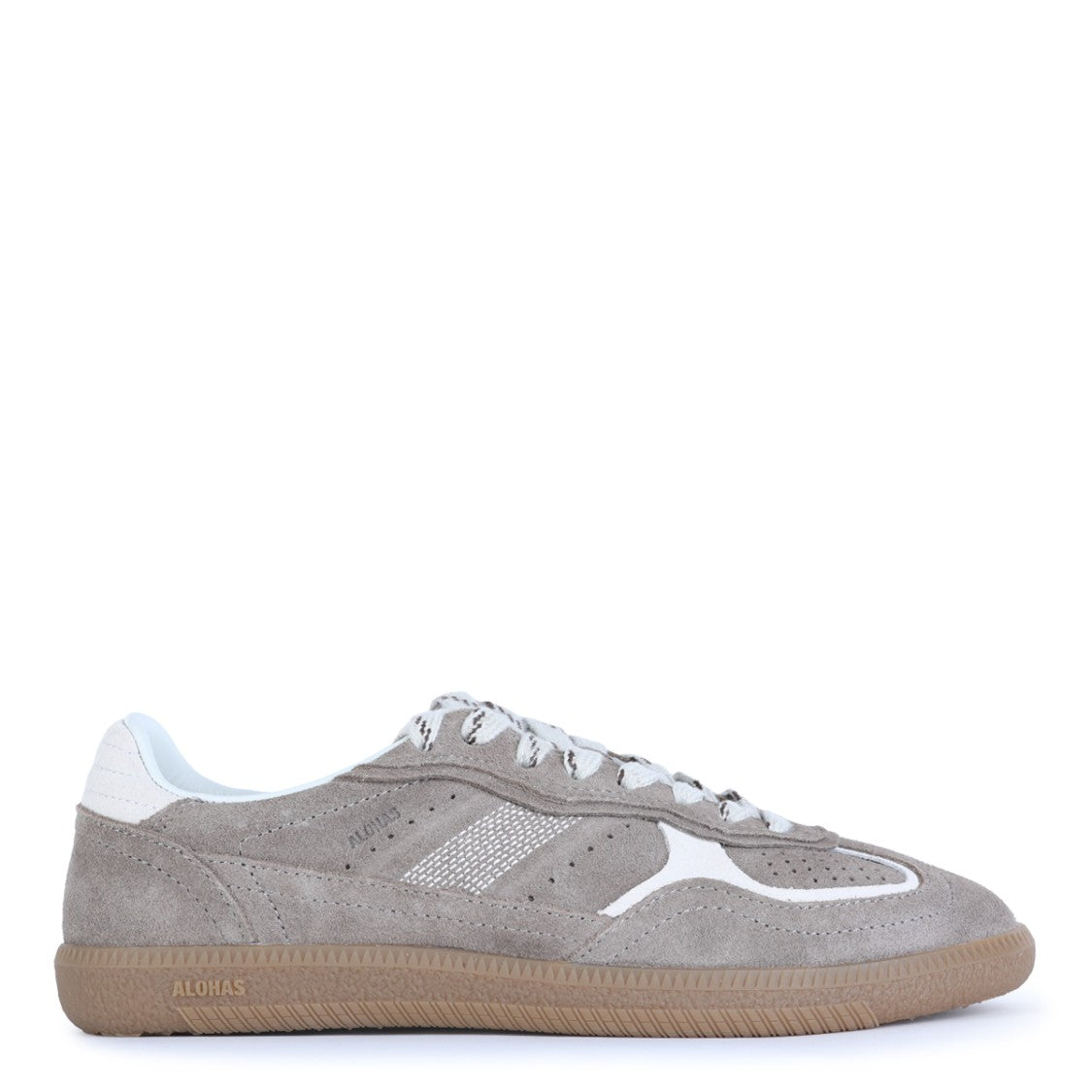 Alohas Taupe Suede Contrast Inserts Round Toe Sneakers