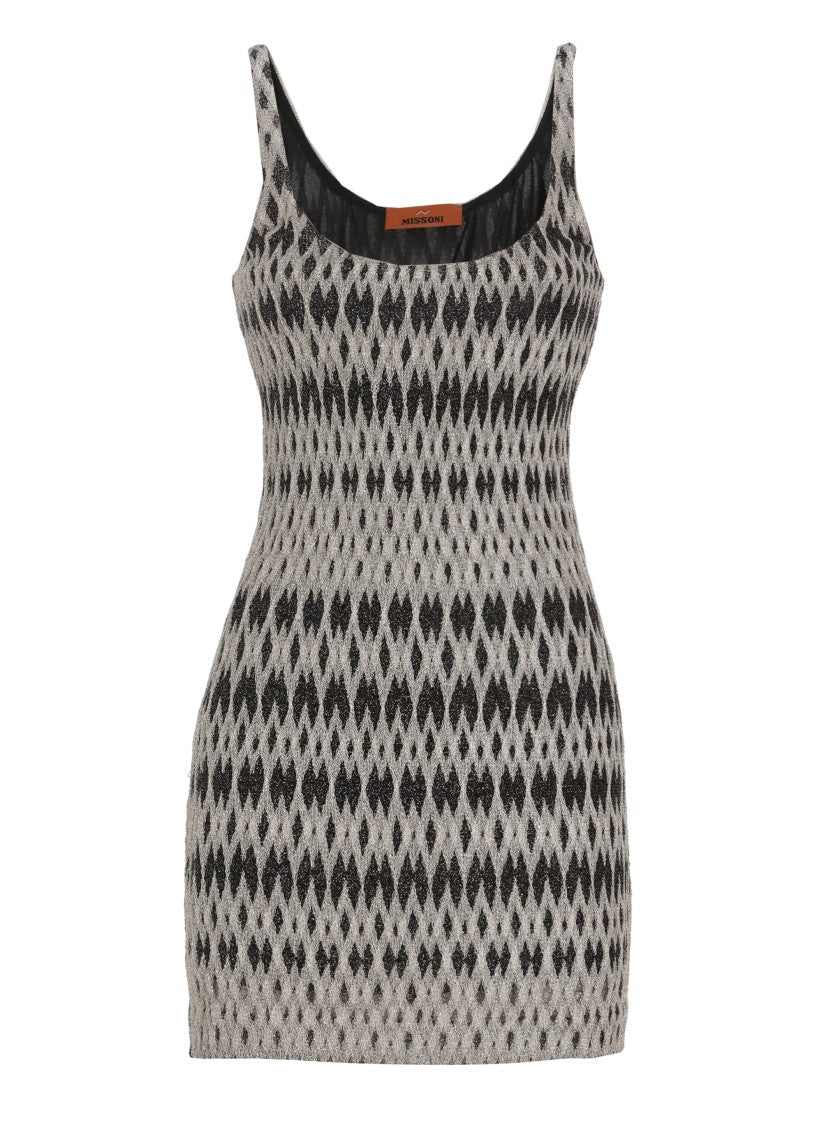Missoni Sleeveless Lurex Mini Dress With Intricate Pattern And Contrasting Colors
