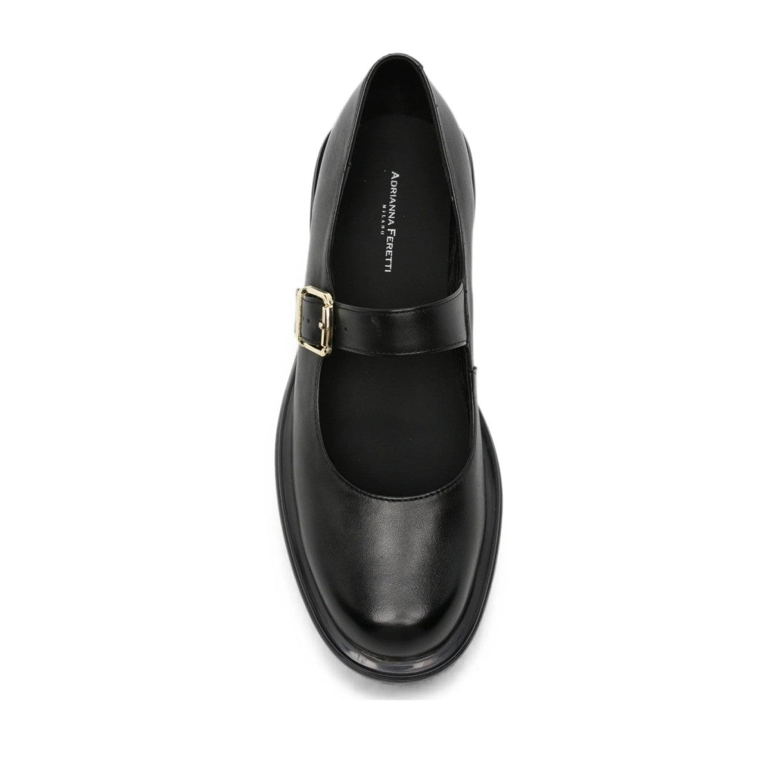 Adrianna Feretti Black Gold-Tone Buckle Leather Loafers