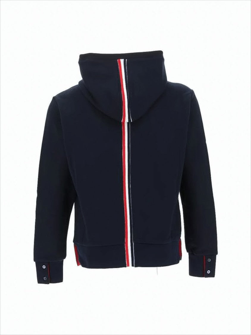 Thom Browne Relaxed-Fit Black Hooded Sweatshirt With Distinctive Stripe Detail