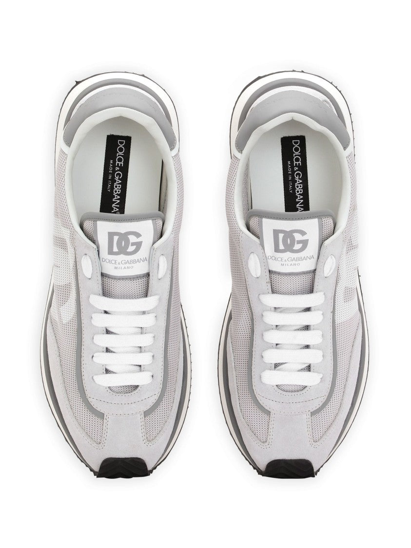 Dolce & Gabbana Black Low-Top Leather Mesh Cushioned Sneakers