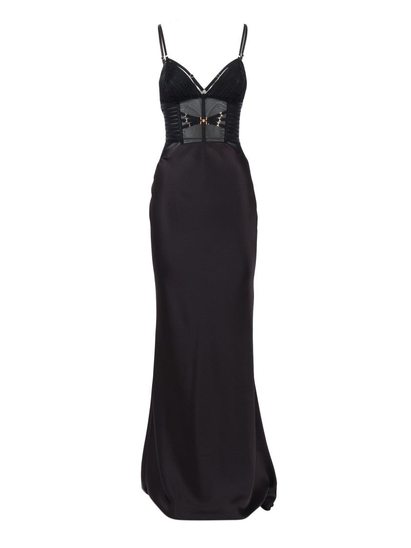 elisabetta franchi maxi dress Fitted Mesh Panel gold beaded prom dress Color:champagne Los densos drapeados y Glass spider web dress