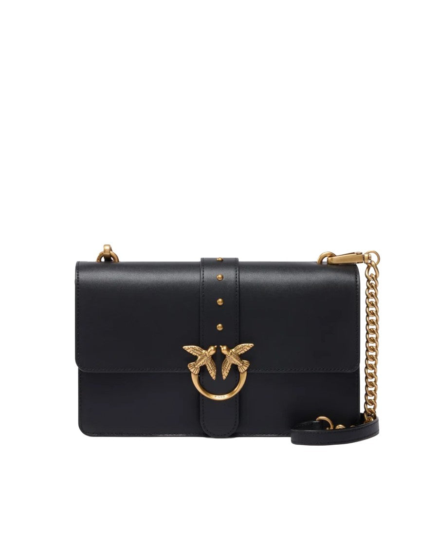 Pinko Black Smooth Leather Medium Shoulder Bag