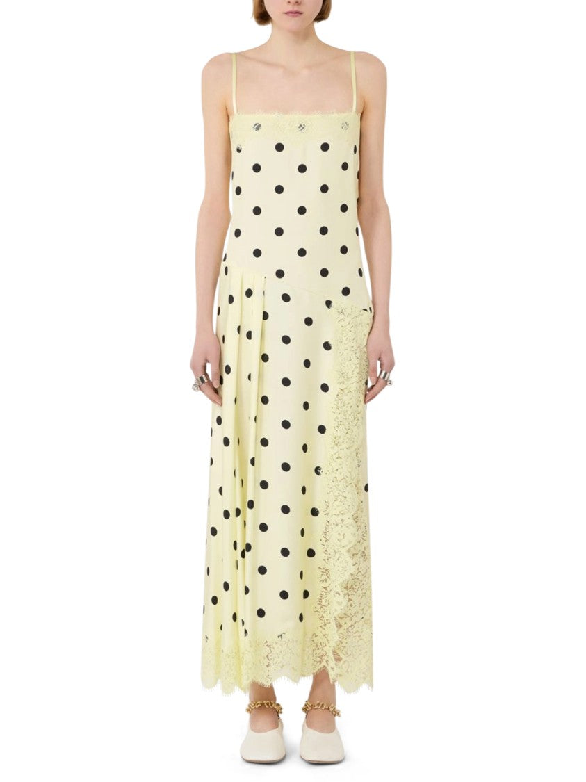 Max Mara Long Silk Dress With Polka Dots