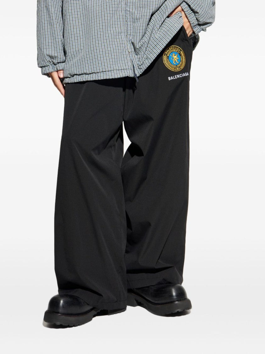 Balenciaga Relaxed Wide-Leg Tracksuit Trousers With Embroidered Patch