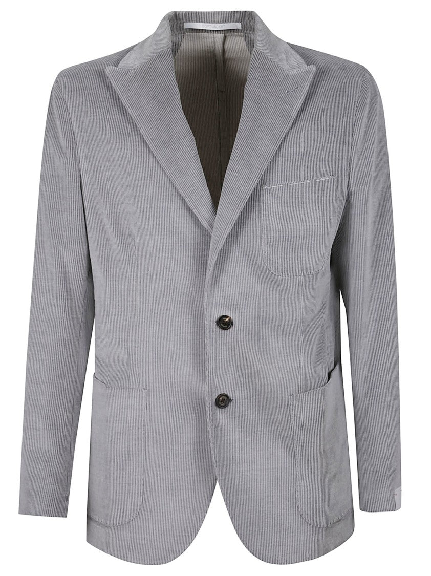 Eleventy Tailored Grey Blazer With Subtle Pinstripe Design
