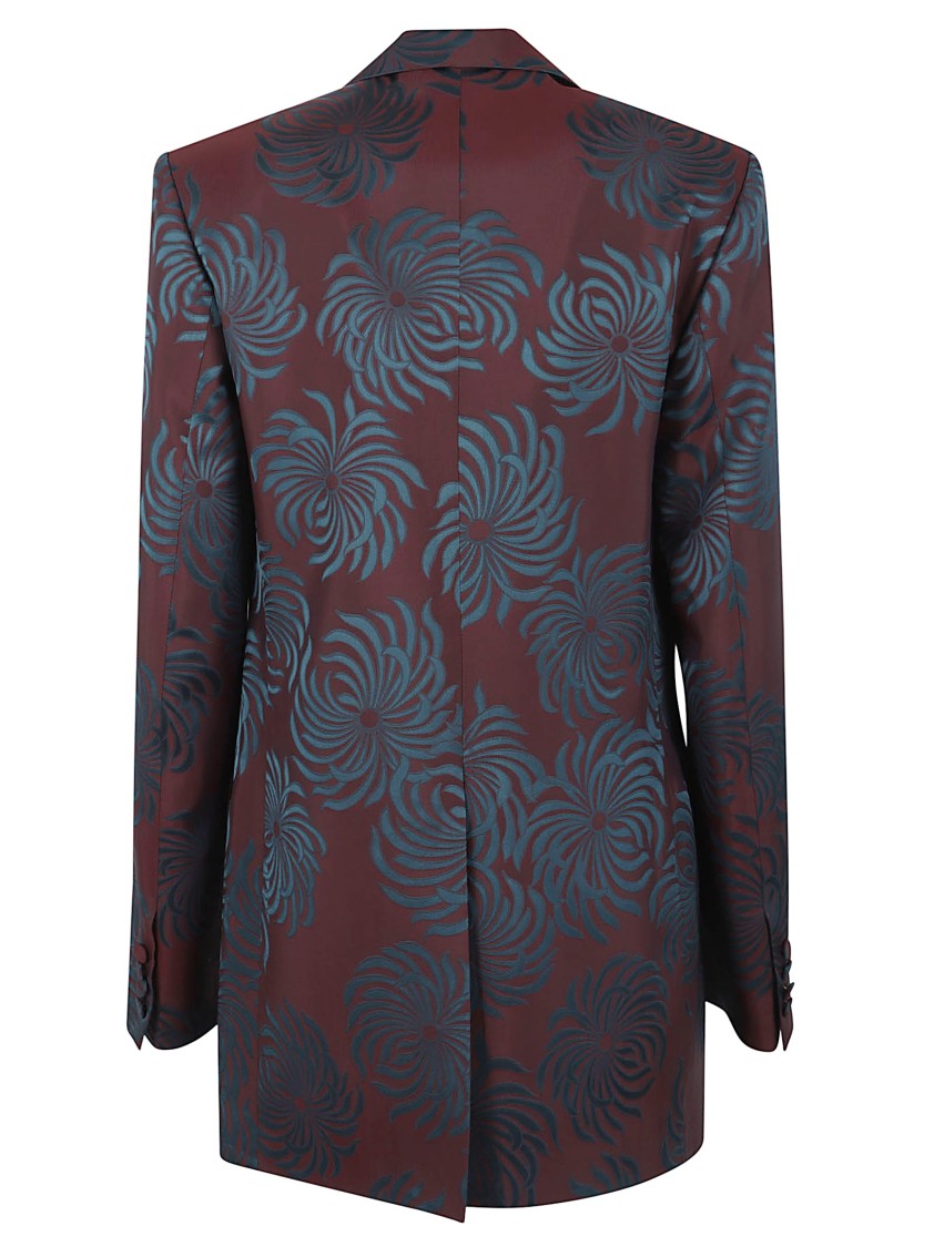 Dries Van Noten Burgundy Blazer With Floral Silk Lapels