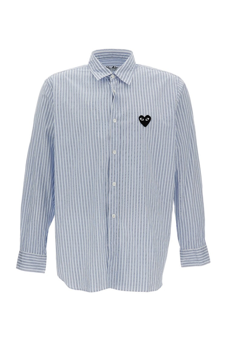 Comme Des Garçons Vertical Stripe Long-Sleeve Shirt With Embroidered Logo