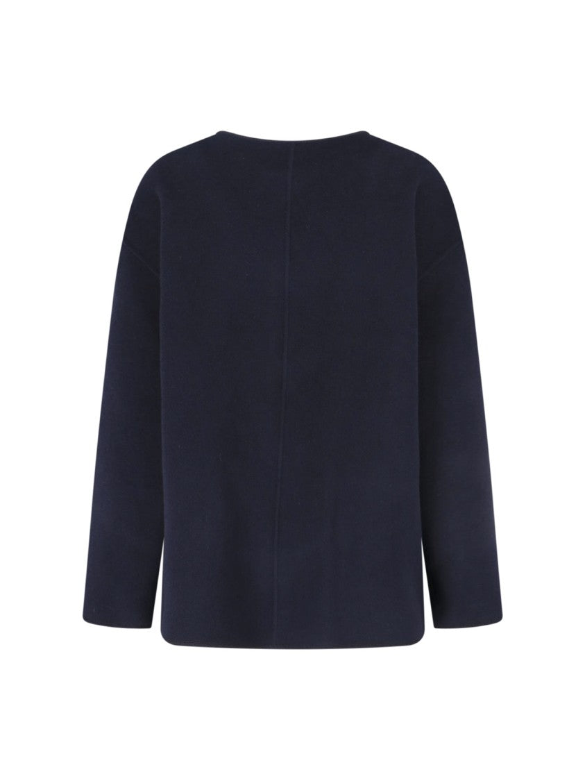 Róhe Navy Wool-Cashmere Mandarin Jacket