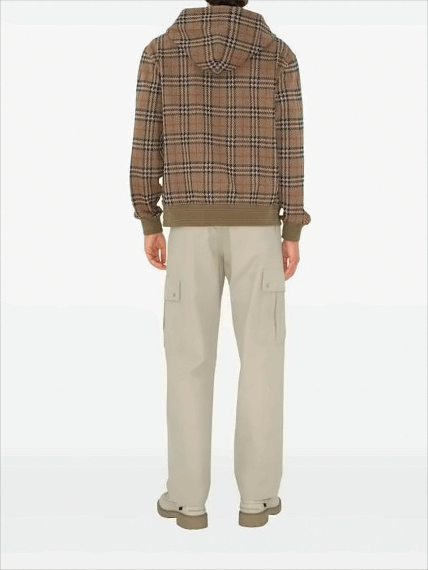Burberry Iconic Check Pattern Hooded Sweatshirt With Zip Closure