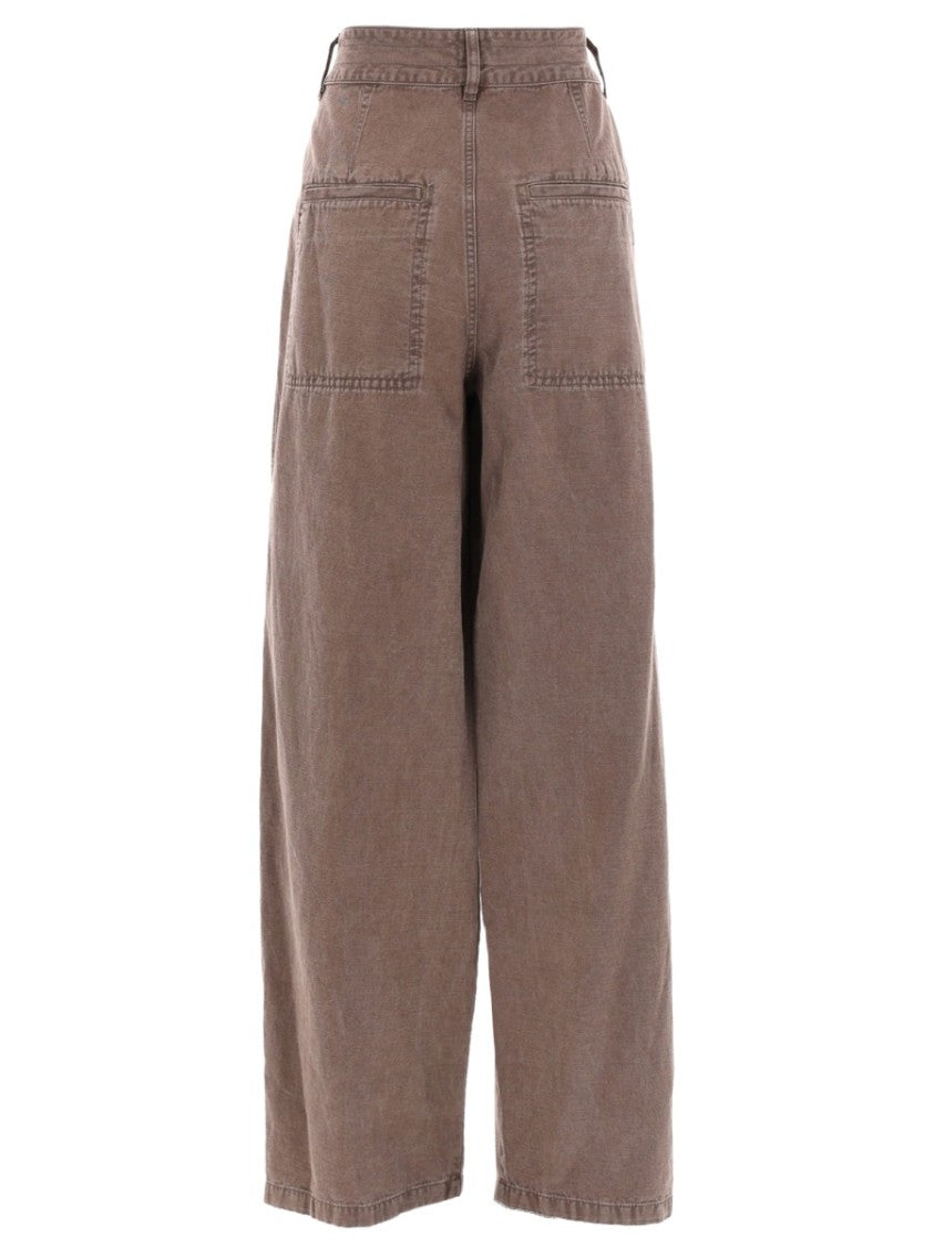 Isabel Marant Étoile Nadine Cotton Linen High-Waisted Pants
