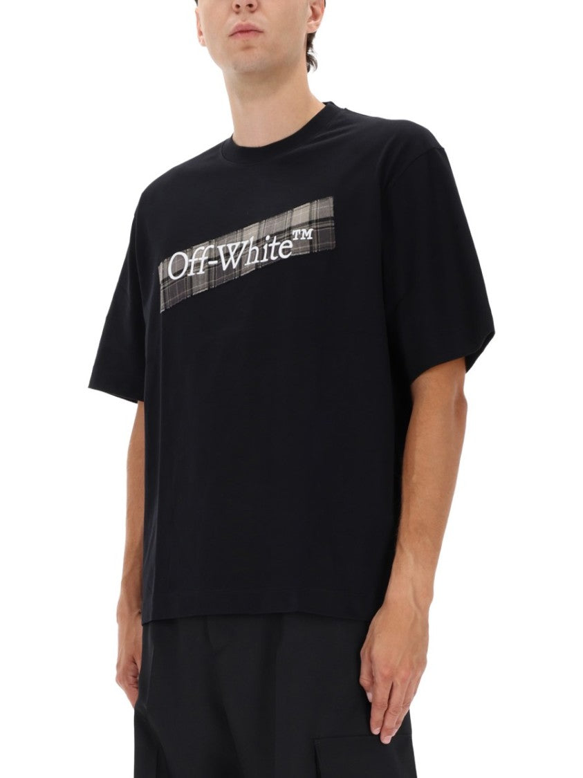 Off-White Black Short-Sleeve T-Shirt With Embroidered Detail