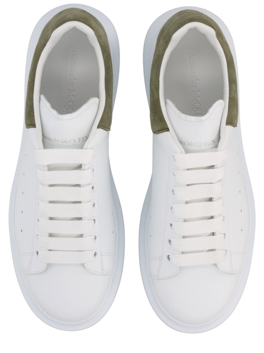 Alexander Mcqueen Neutrals Oversize Olive Suede Heel Sneakers