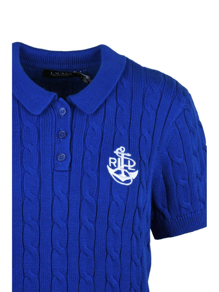 Lauren Ralph Lauren Cable Knit Polo With Nautical Logo Detail