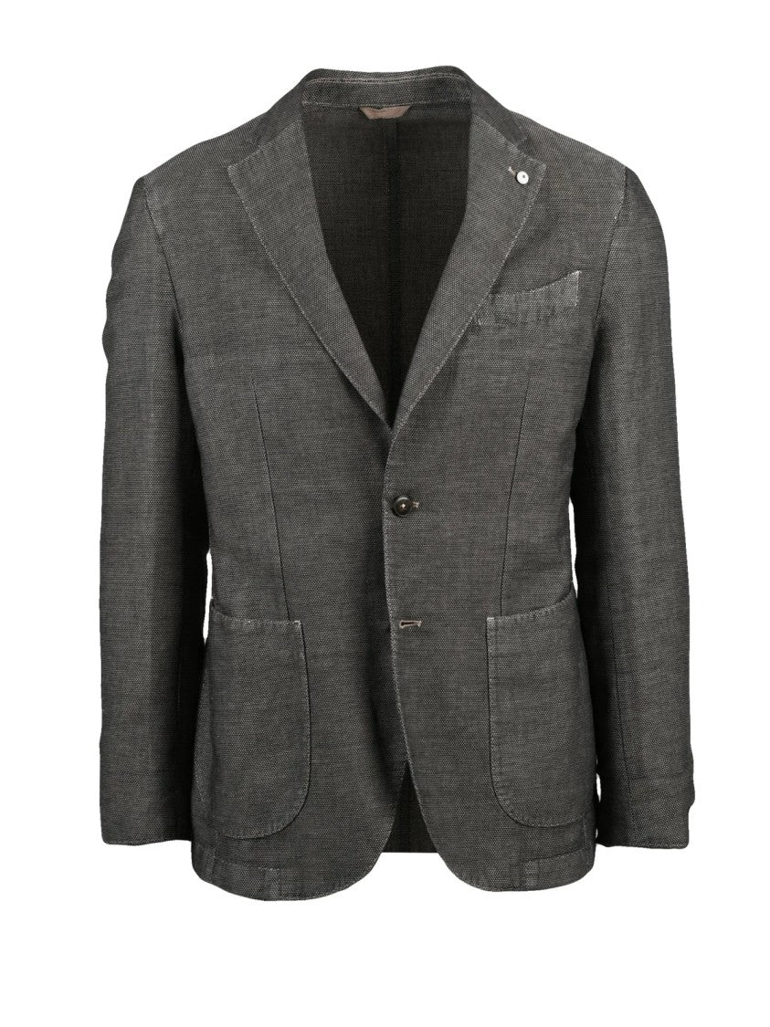 L.B.M. 1911 Brown Linen Cotton Rounded Jacket