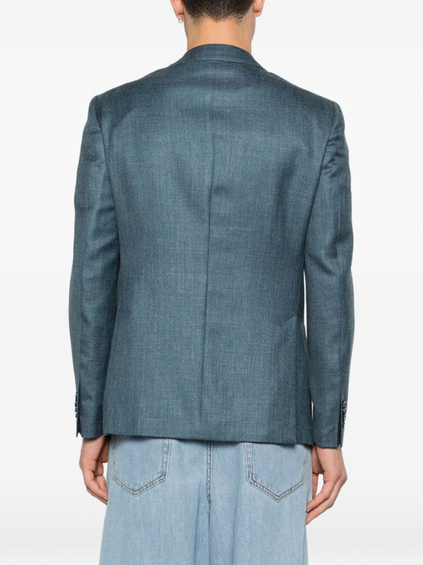 Luigi Bianchi Blue Wool Silk Linen Jacket