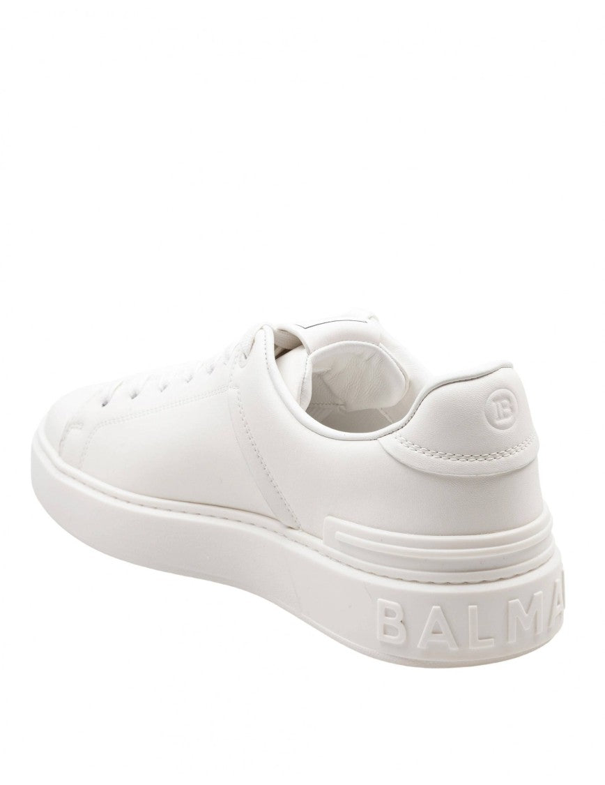 Balmain B Court Sneakers In White Calfskin