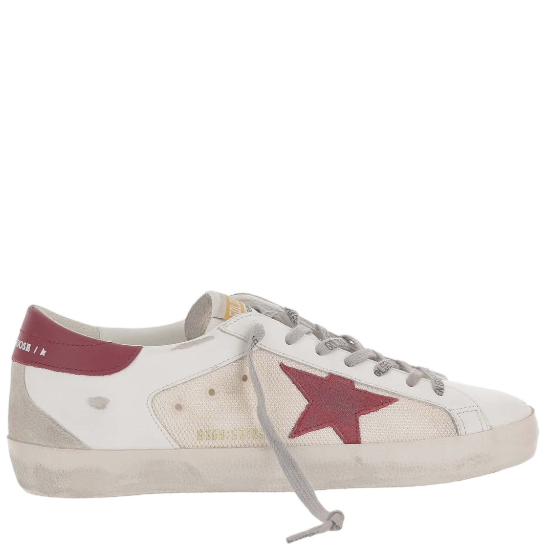 Golden Goose White Super-Star Leather Mesh Sneakers