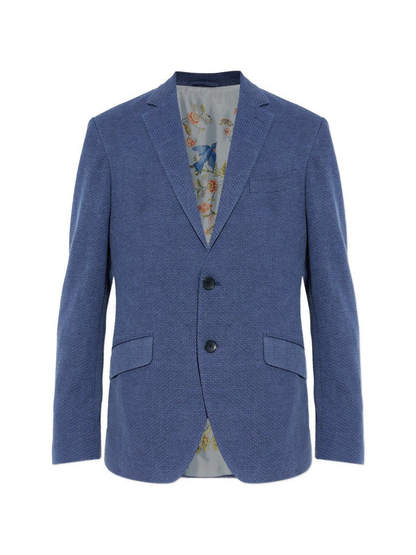 Etro Roma Jersey Blue Textured Floral-Lined Jacket