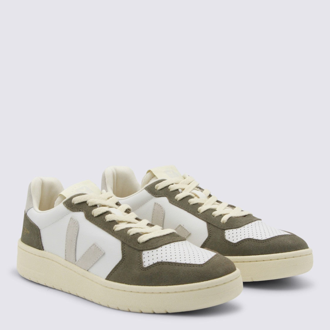 Veja Low-Top Sneakers With Olive Green Suede Overlays