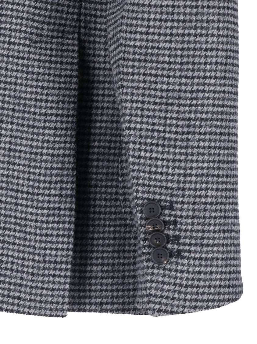 Tagliatore Single-Breasted Grey Wool Blazer With Classic Notch Lapels