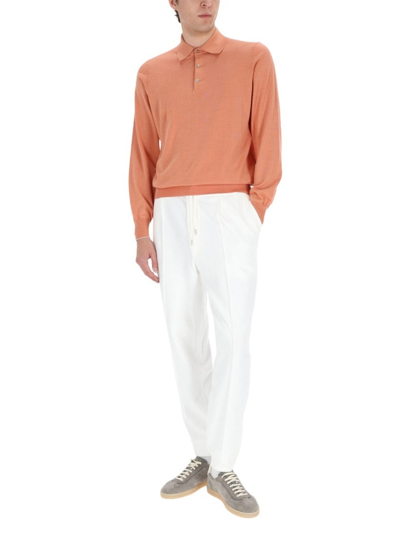 Brunello Cucinelli Long-Sleeve Knit Cotton Polo Shirt