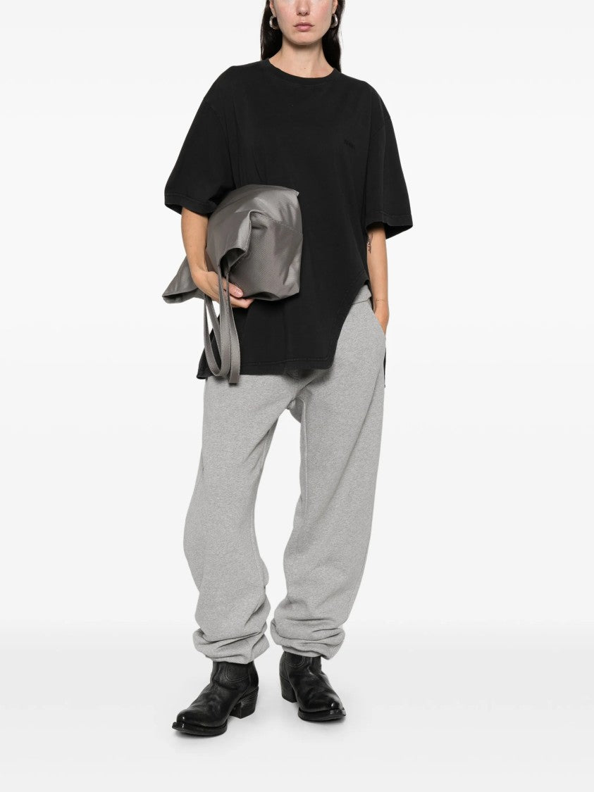 The Attico Black Oversized Curved Hem Cotton T-Shirt
