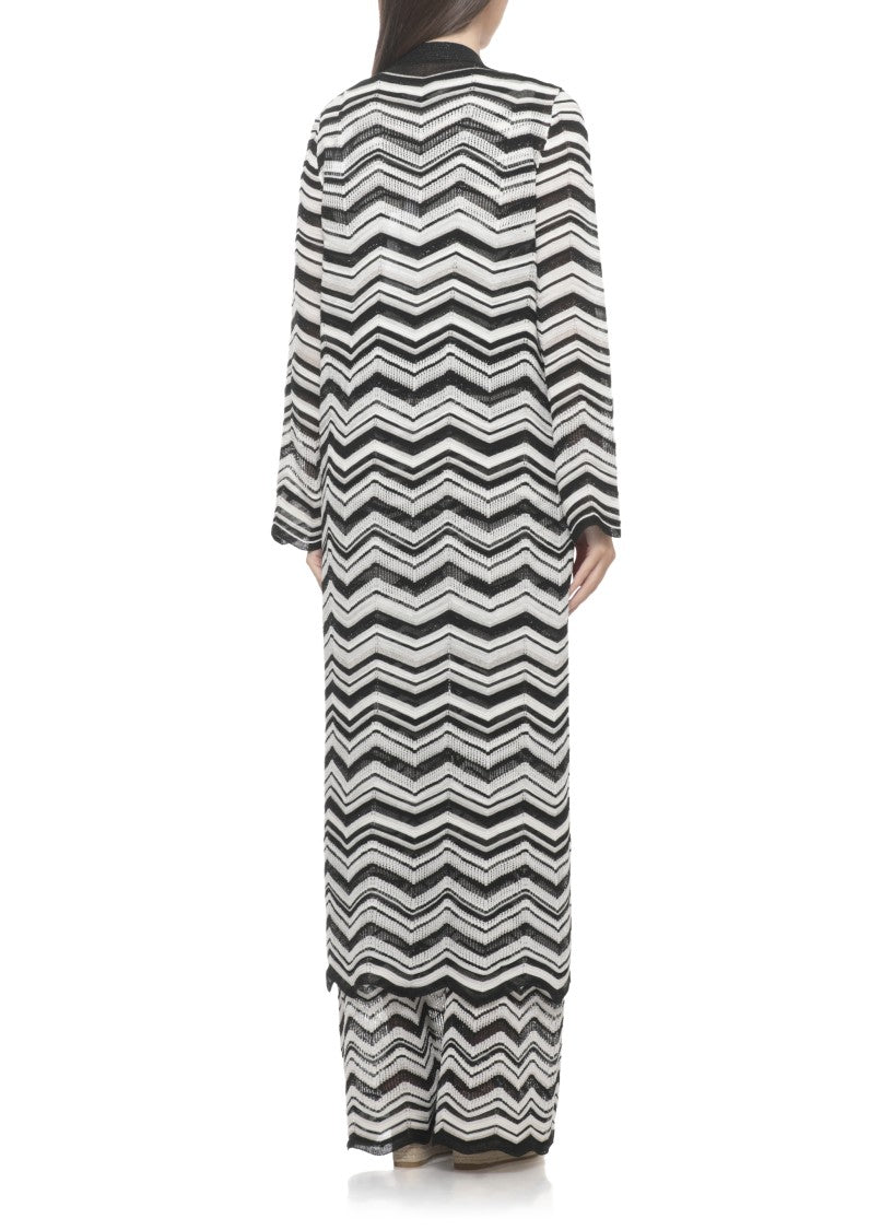 D. Exterior Black Chevron Lurex Cardigan