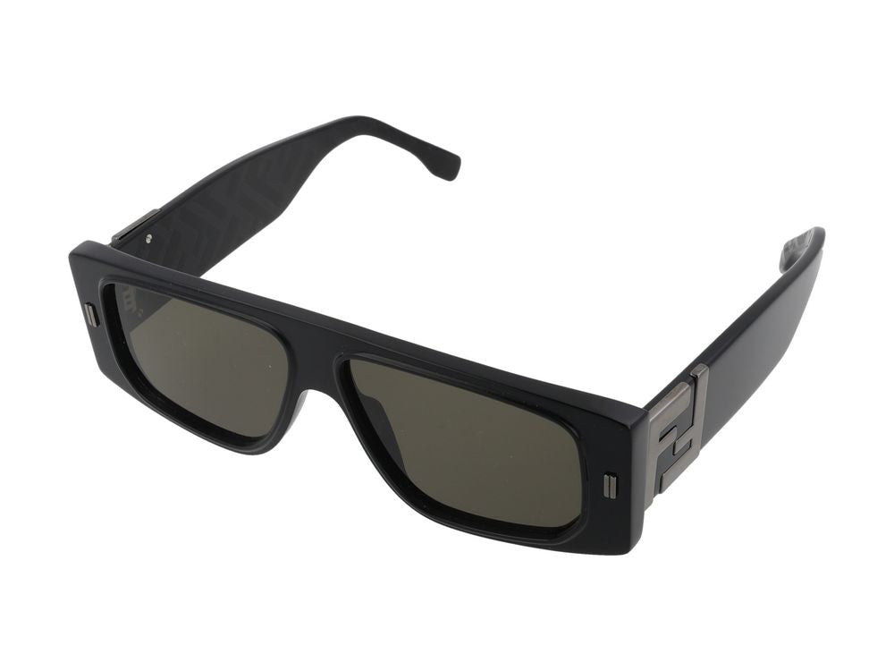 Maison Fendi Oversized Rectangular Metallic Logo Detail Sunglasses