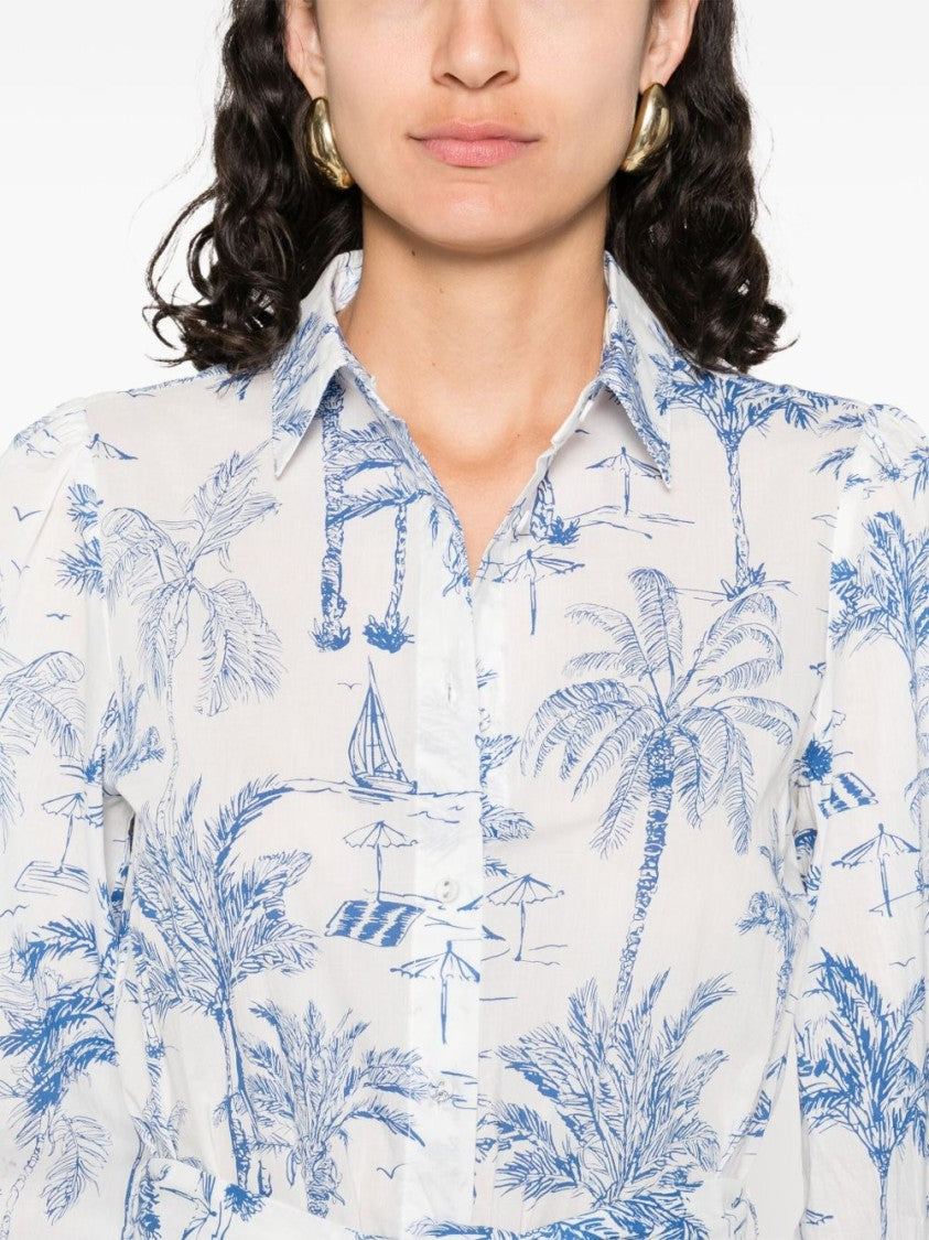 Mc2 Saint Barth Tropical Print Maxi Dress With Front Button Fastening And Belted Waist