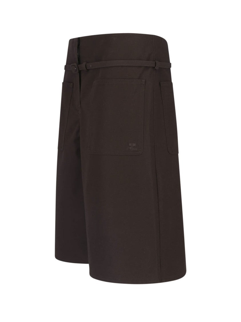 Courrèges Brown A-Line High Waist Shorts