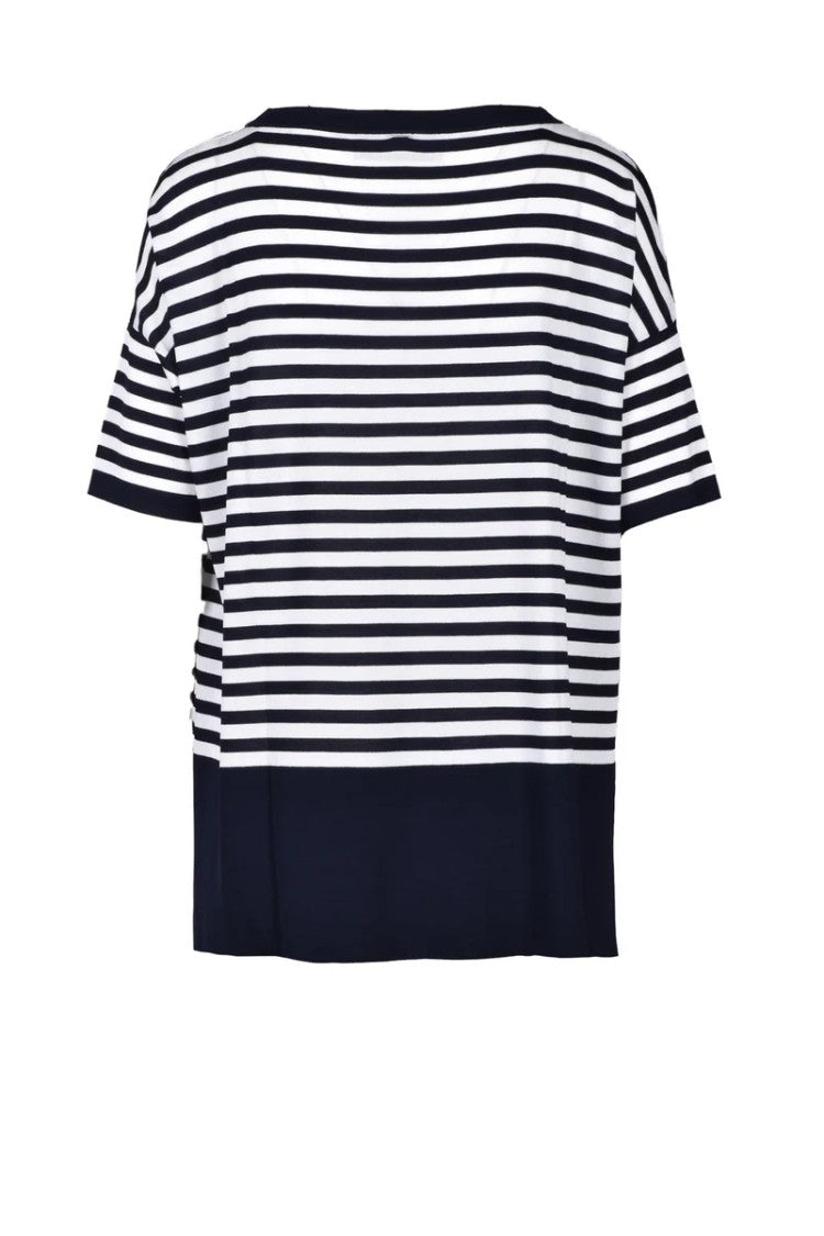 Wild Cashmere Viscose/Polyamide/Silk Knit Top - Blue/White