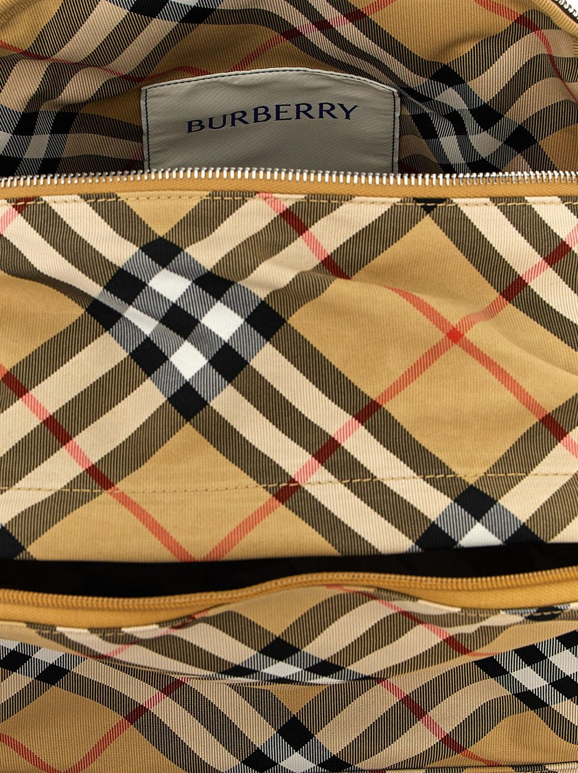 Burberry Check Fabric Backpack With Ekd Logo