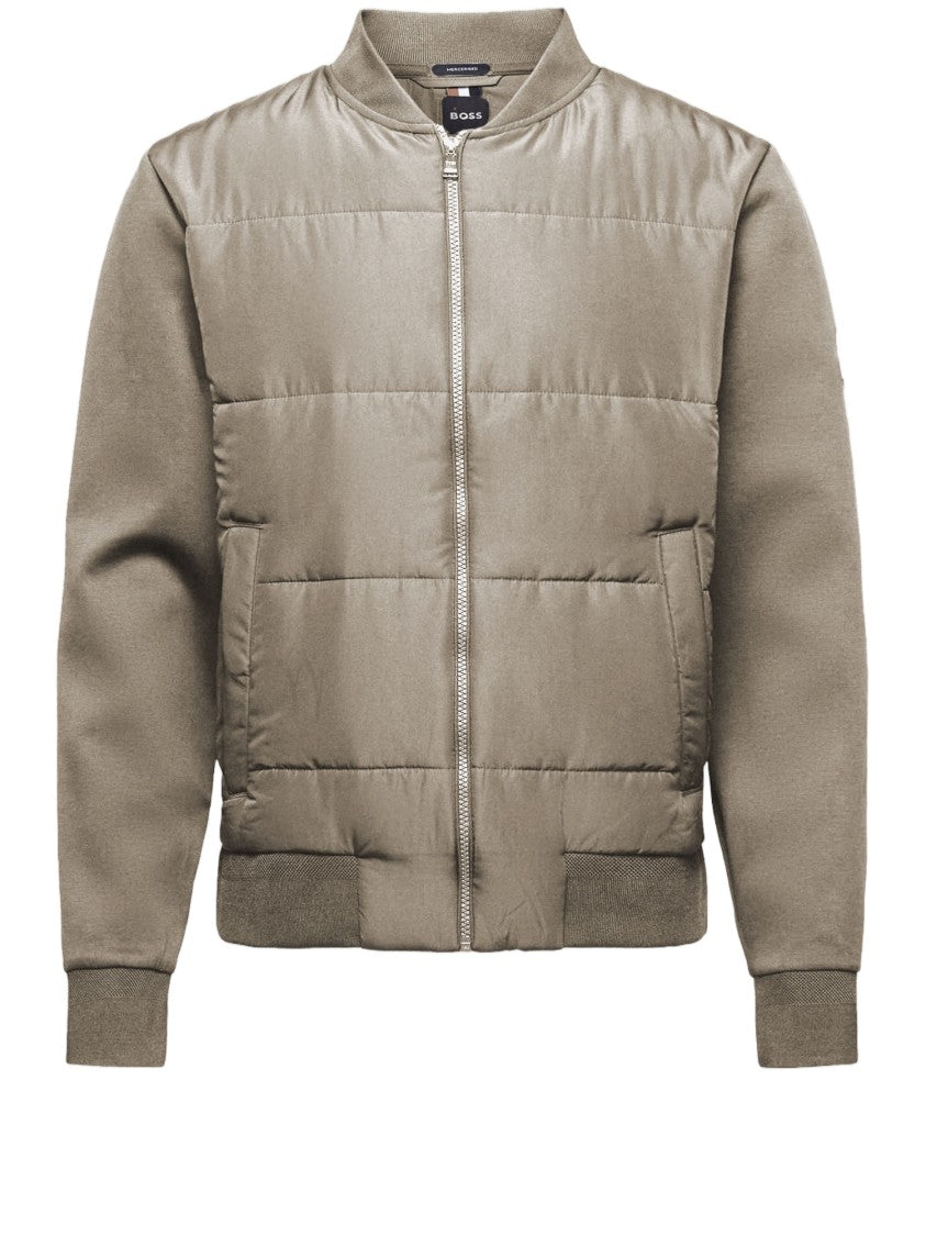 Hugo Boss Beige Cotton Jacket With Padded Front And Ribbed Cuffs