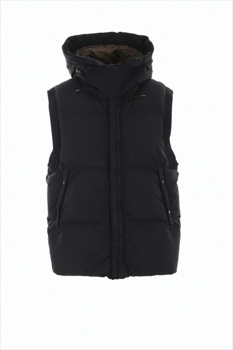 Ten C Quilted Padded Vest With High Collar